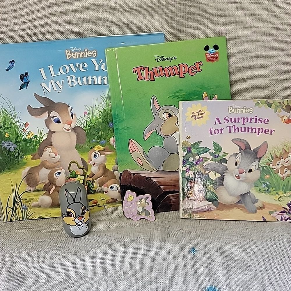 Disney's Thumper‎ bundle. 3 books, pin, Wobble figure